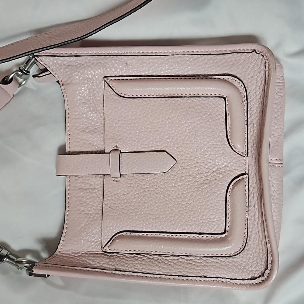 REBECCA MINKOFF PINK PEBBLED LEATHER CROSSBODY BAG -PURSE